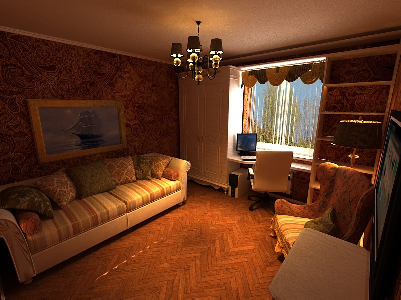 Victoria tarzı modern yatak odası in 3d max vray resim