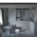 रसोई apartment मॉडल में। ArchiCAD corona render में प्रस्तुत छवि