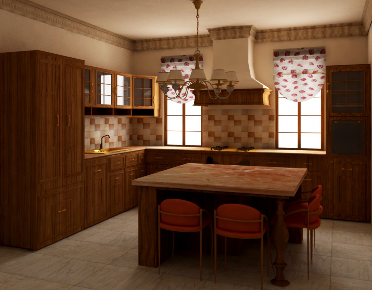 English-style kitchen in 3d max vray image