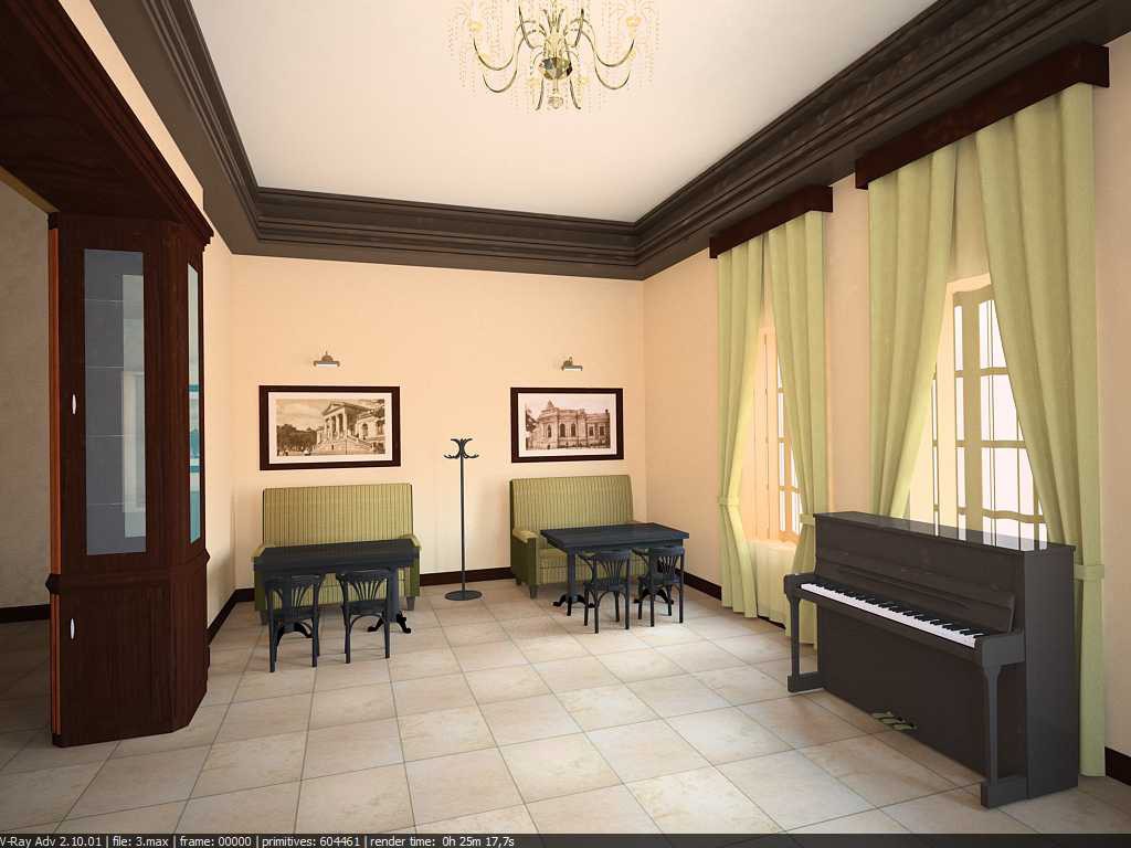 cafe interior in 3d max vray image