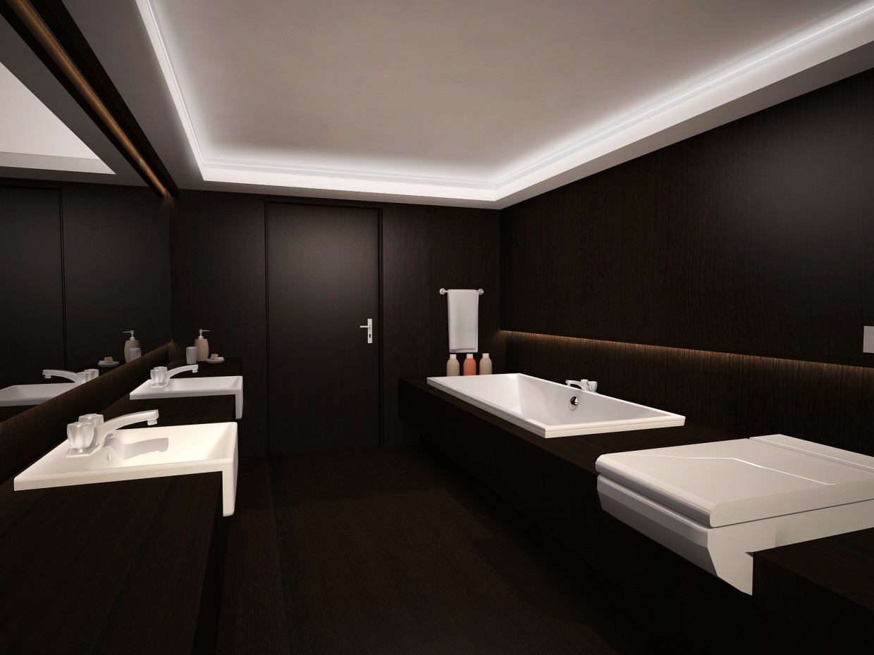 The bathroom in the style of Armani in 3d max vray image