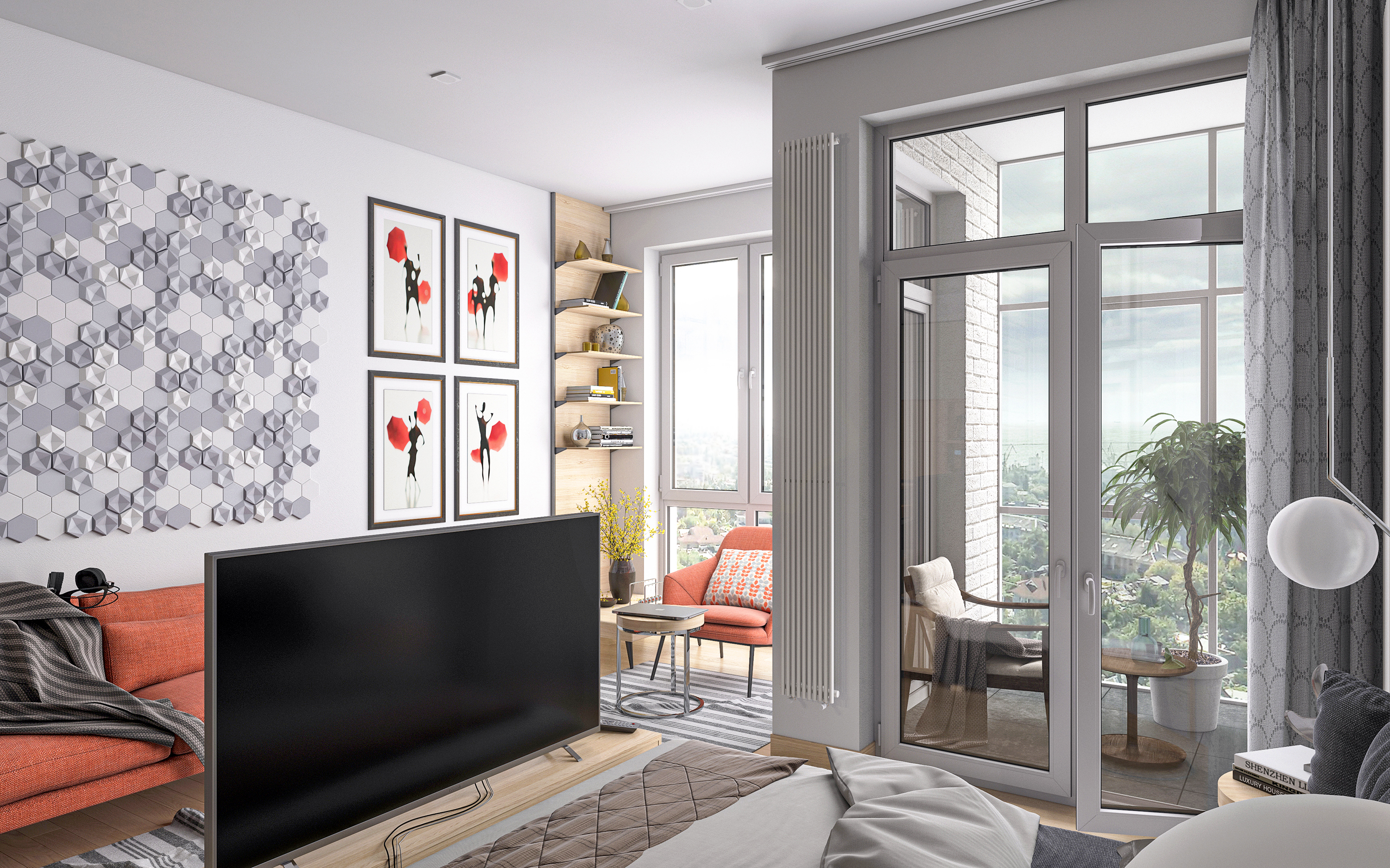 imagen de Apartamento inteligente S36. en 3d max corona render