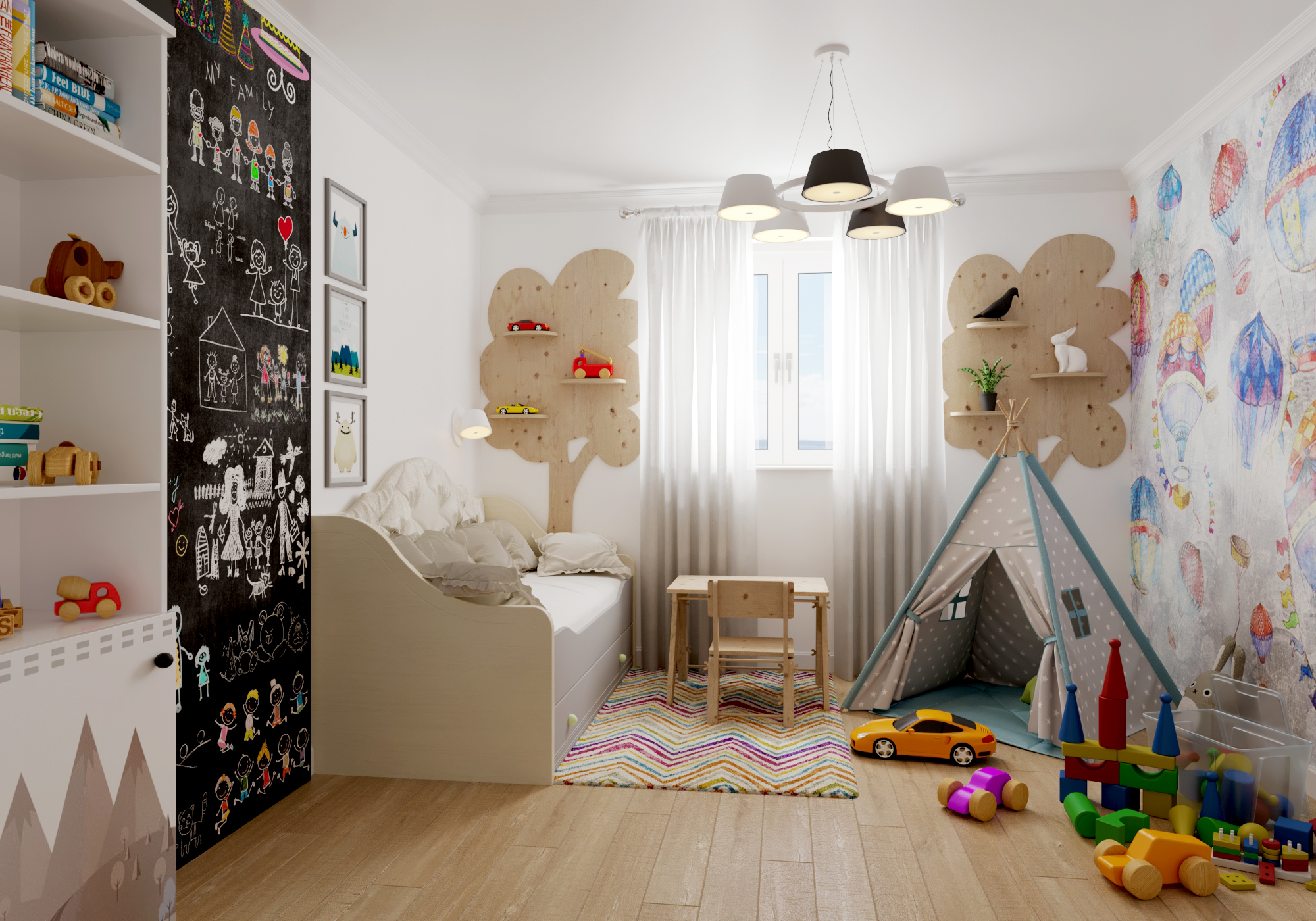 imagen de La visualización de la habitación de un niño en 3d max corona render