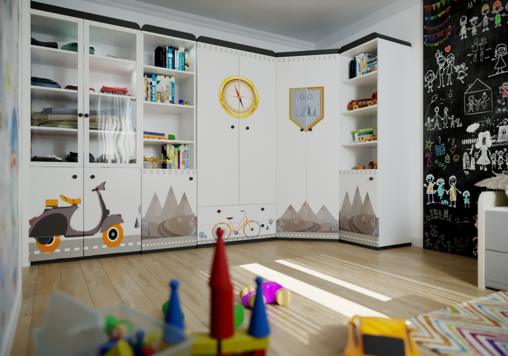 imagen de La visualización de la habitación de un niño en 3d max corona render