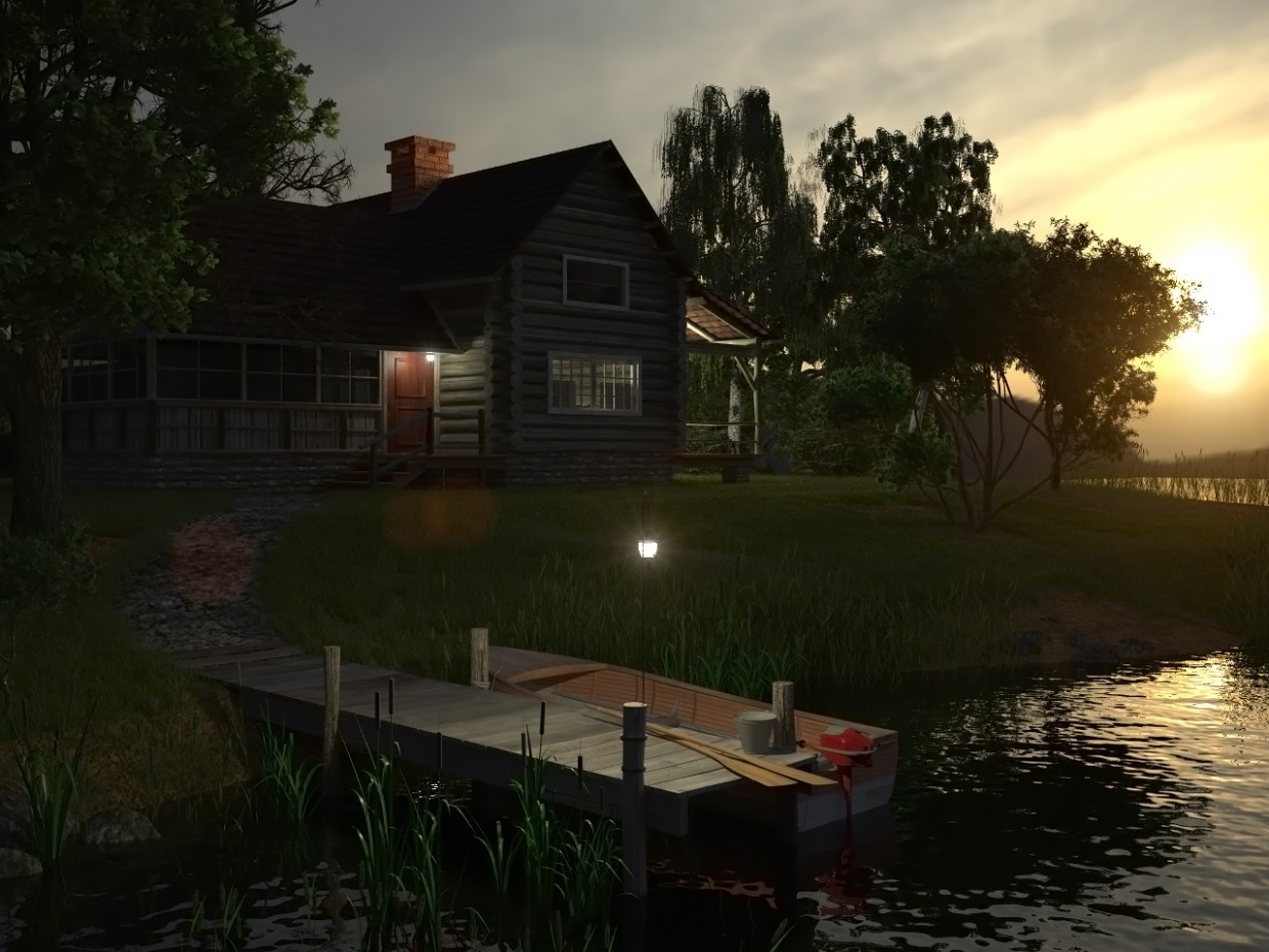House near the water in 3d max vray image