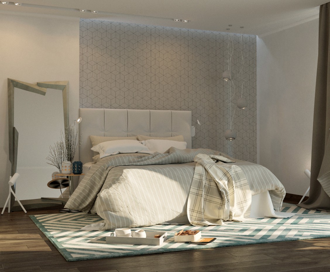 imagen de dormitorio en 3d max corona render