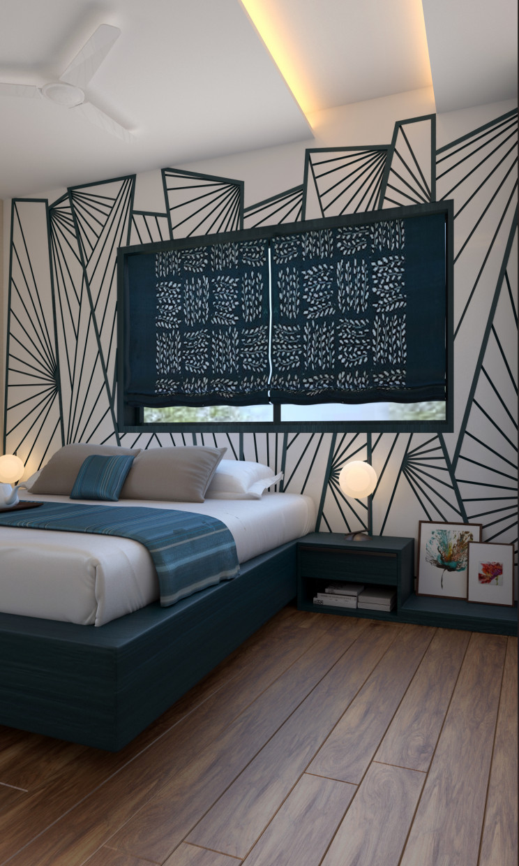 Современная спальня в 3d max vray 3.0 изображение