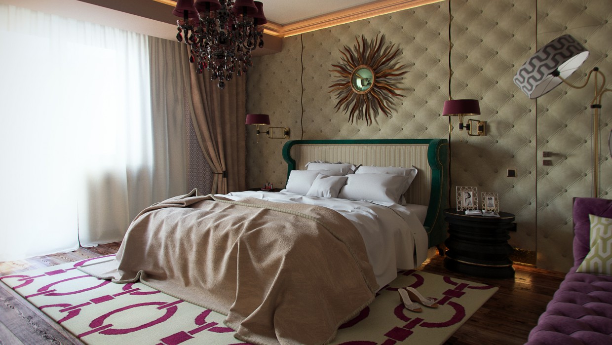 Chambre à coucher d’une fille dans 3d max corona render image