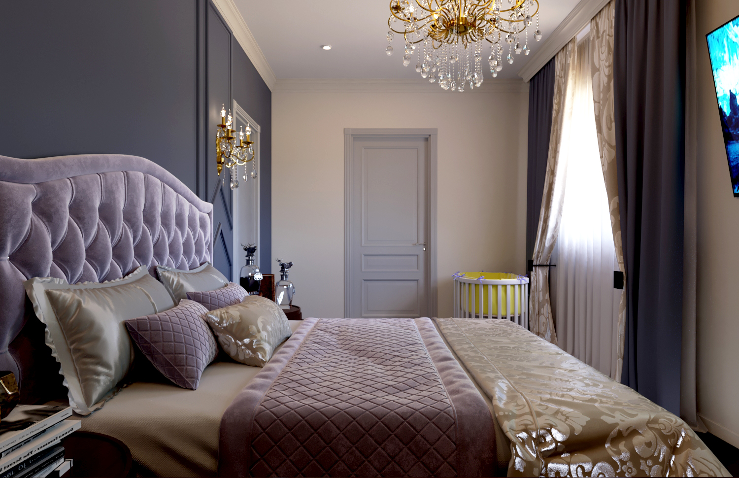 3d візуалізація спальні в 3d max corona render зображення