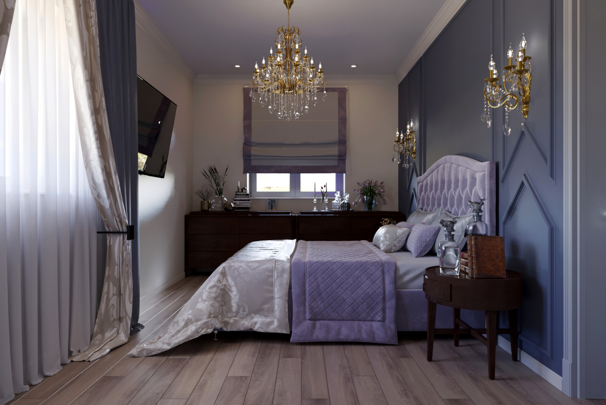 3d rendering of the bedroom in 3d max corona render image