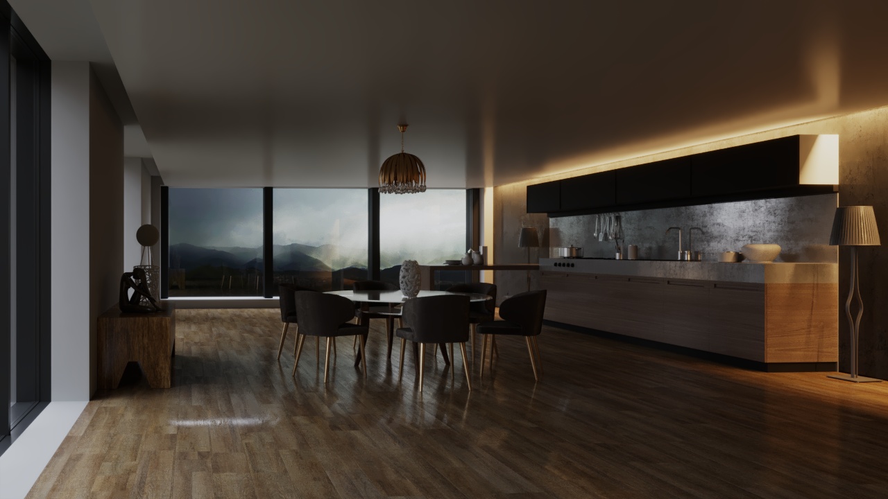 Minimal kitchen in Cinema 4d corona render image