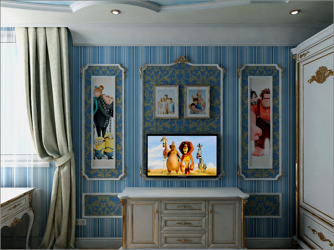 चेरनिगोव में एक बच्चों के कमरे का आंतरिक डिजाइन 3d max vray 1.5 में प्रस्तुत छवि