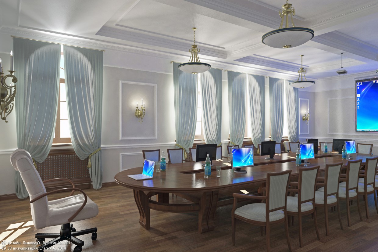बैठक के कमरे में एक रूढ़िवादी संस्थान (Togliatti) 3d max vray में प्रस्तुत छवि