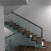 Проект лестницы со стеклянным ограждением в коттедже в 3d max vray изображение