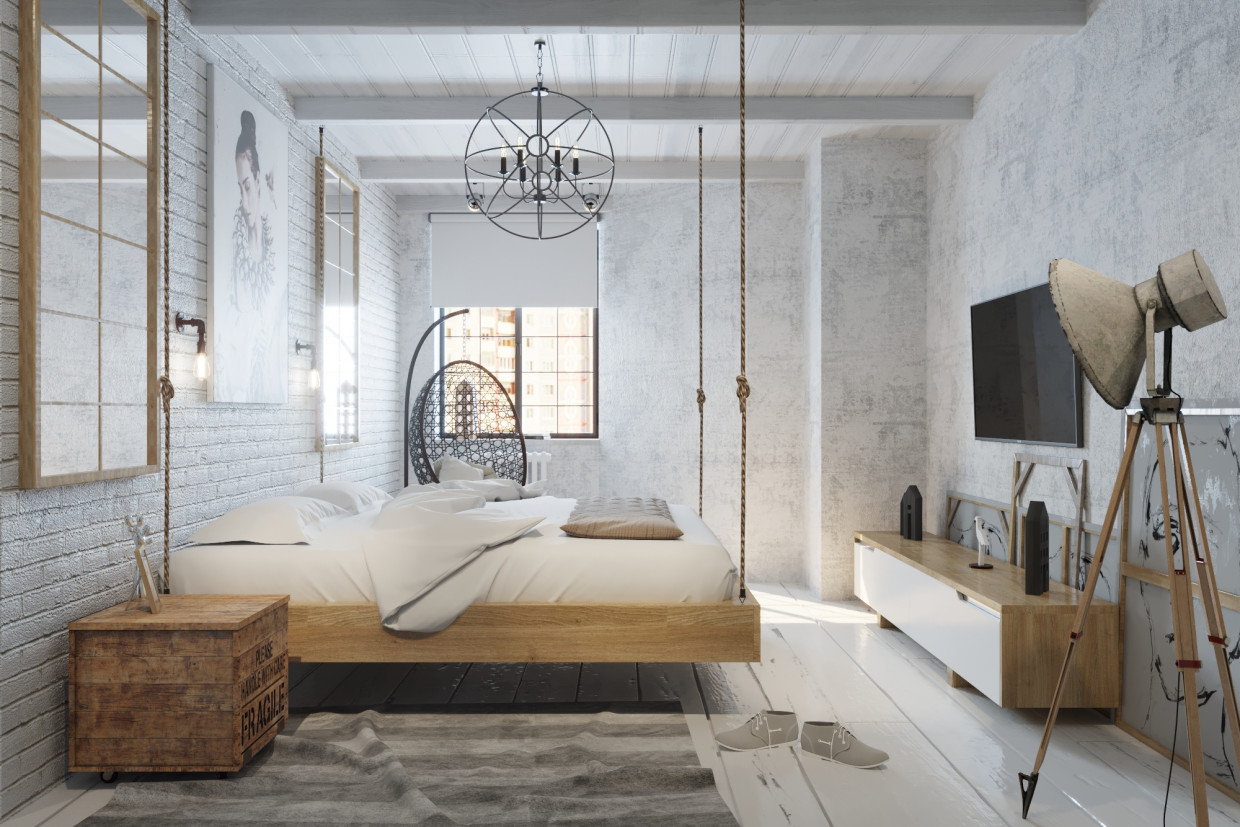 In Schlafzimmer Loft in 3d max corona render Bild