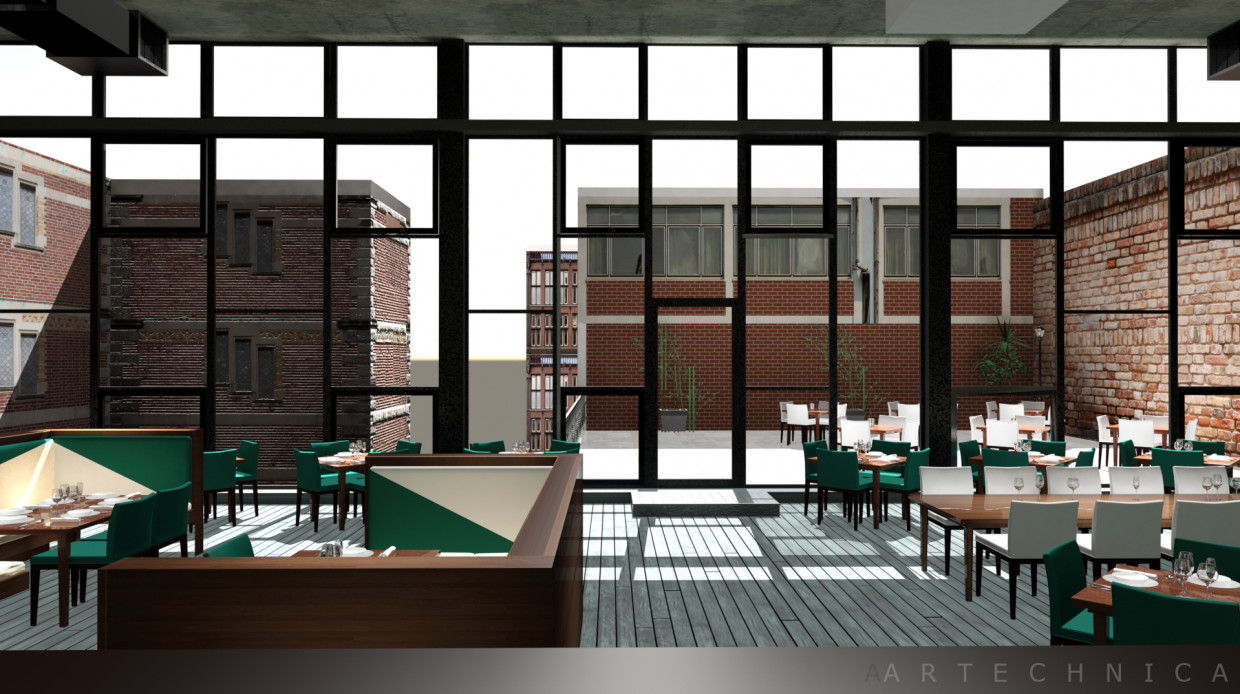 Rooftop Bar and Restaurant in 3d max mental ray image