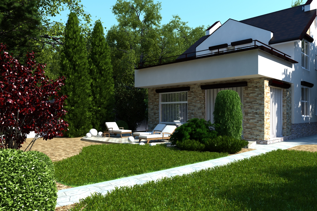 Summer cottage project in the forest in 3d max vray 2.0 image