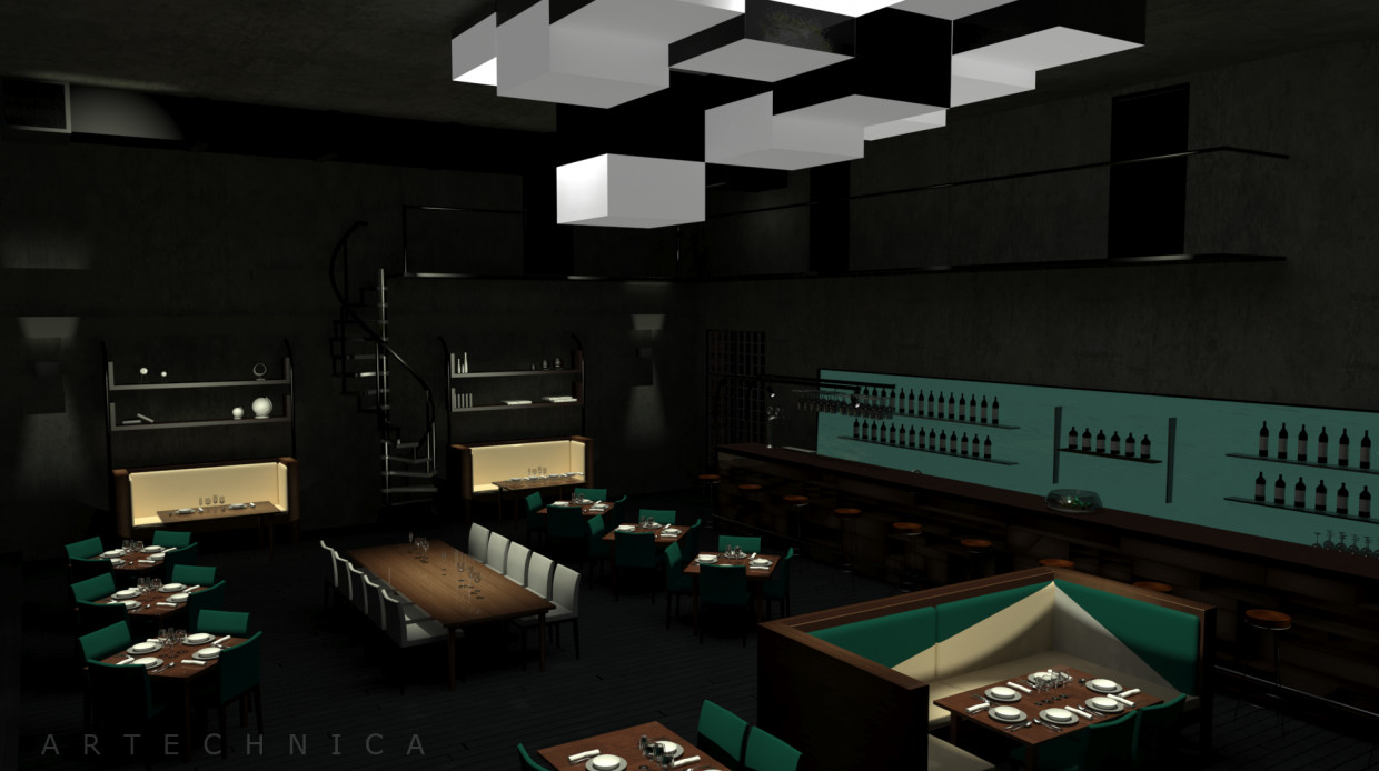 Bar-Restaurant in 3d max mental ray image