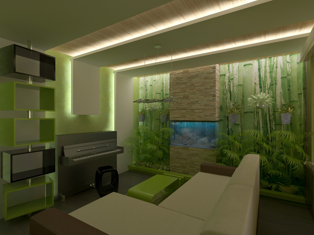 Зелёная комната в 3d max vray изображение