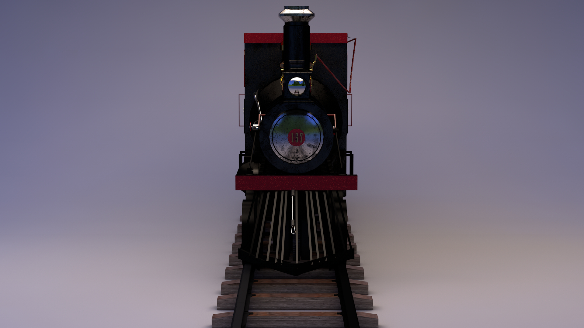 imagen de ferrocarril locomotora de vapor en Cinema 4d maxwell render