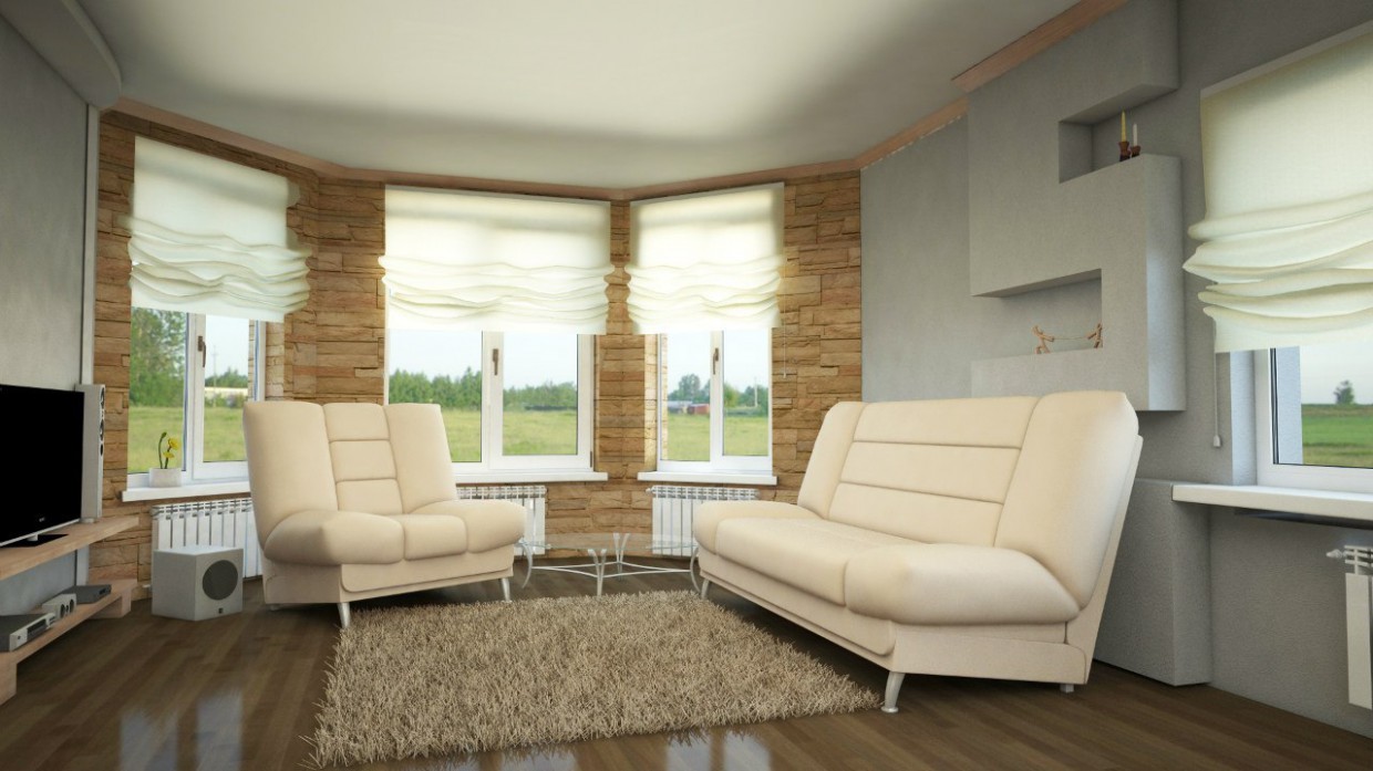 imagen de cálida sala de estar en 3d max vray