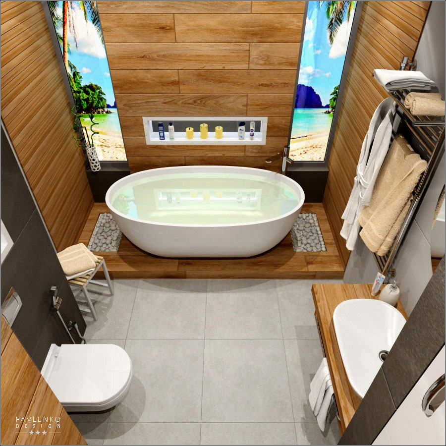 Дизайн интерьера ванной комнаты в ЖК КиївSKY в Чернигове в 3d max vray 1.5 изображение
