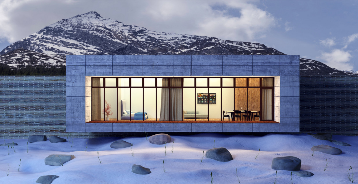 Haus in Berg in 3d max corona render Bild