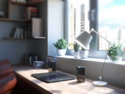 Visualización 3D: oficina en el apartamento.