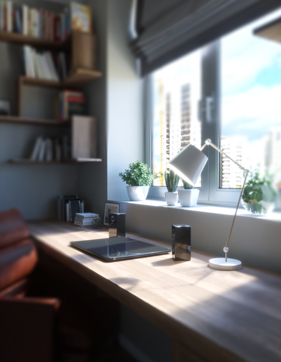 imagen de Visualización 3D: oficina en el apartamento. en 3d max corona render