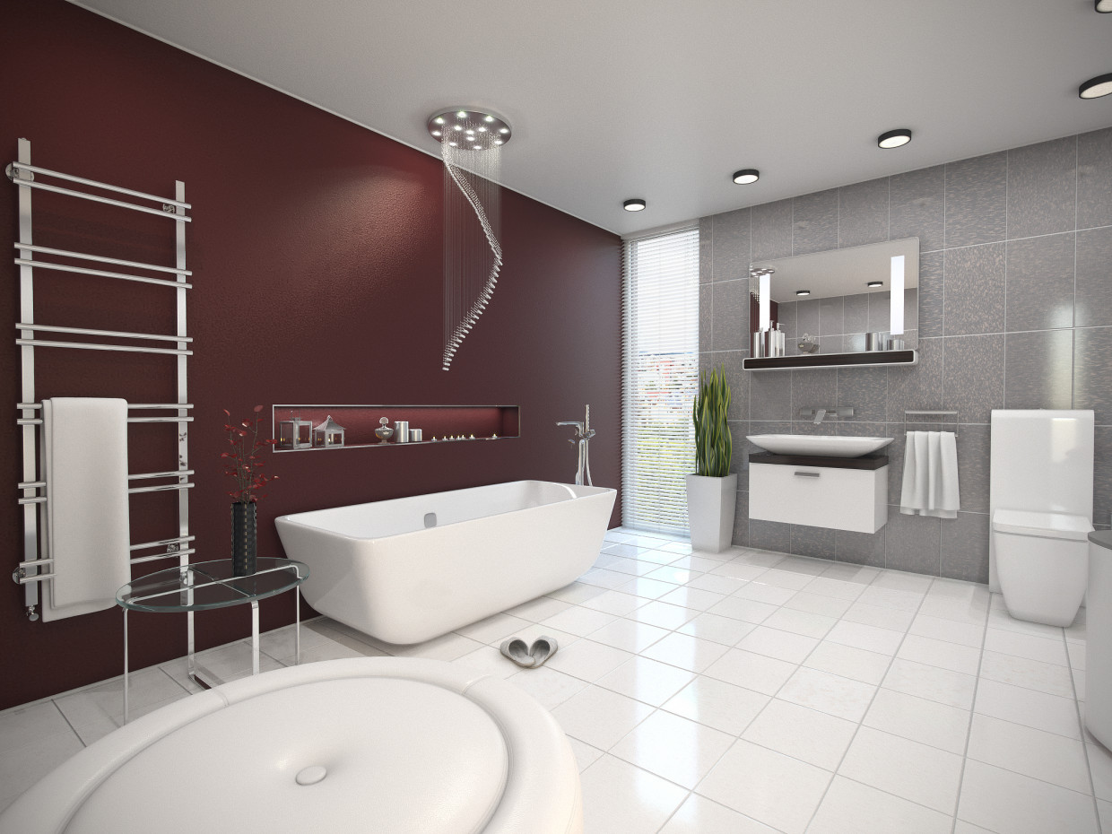 Bathroom в 3d max corona render изображение