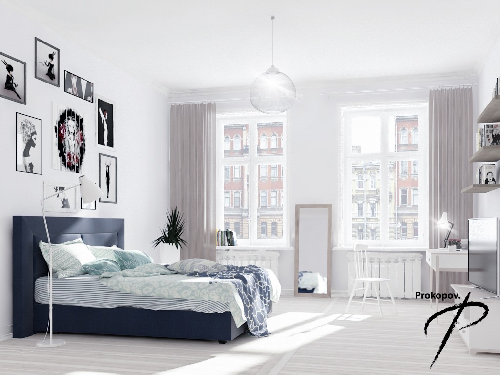 imagen de Dormitorio en un estilo escandinavo en 3d max vray 3.0