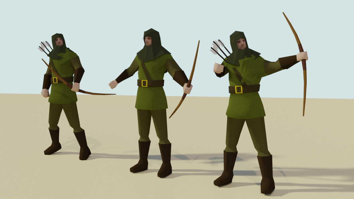 Archer (low-poly) in Blender cycles render image