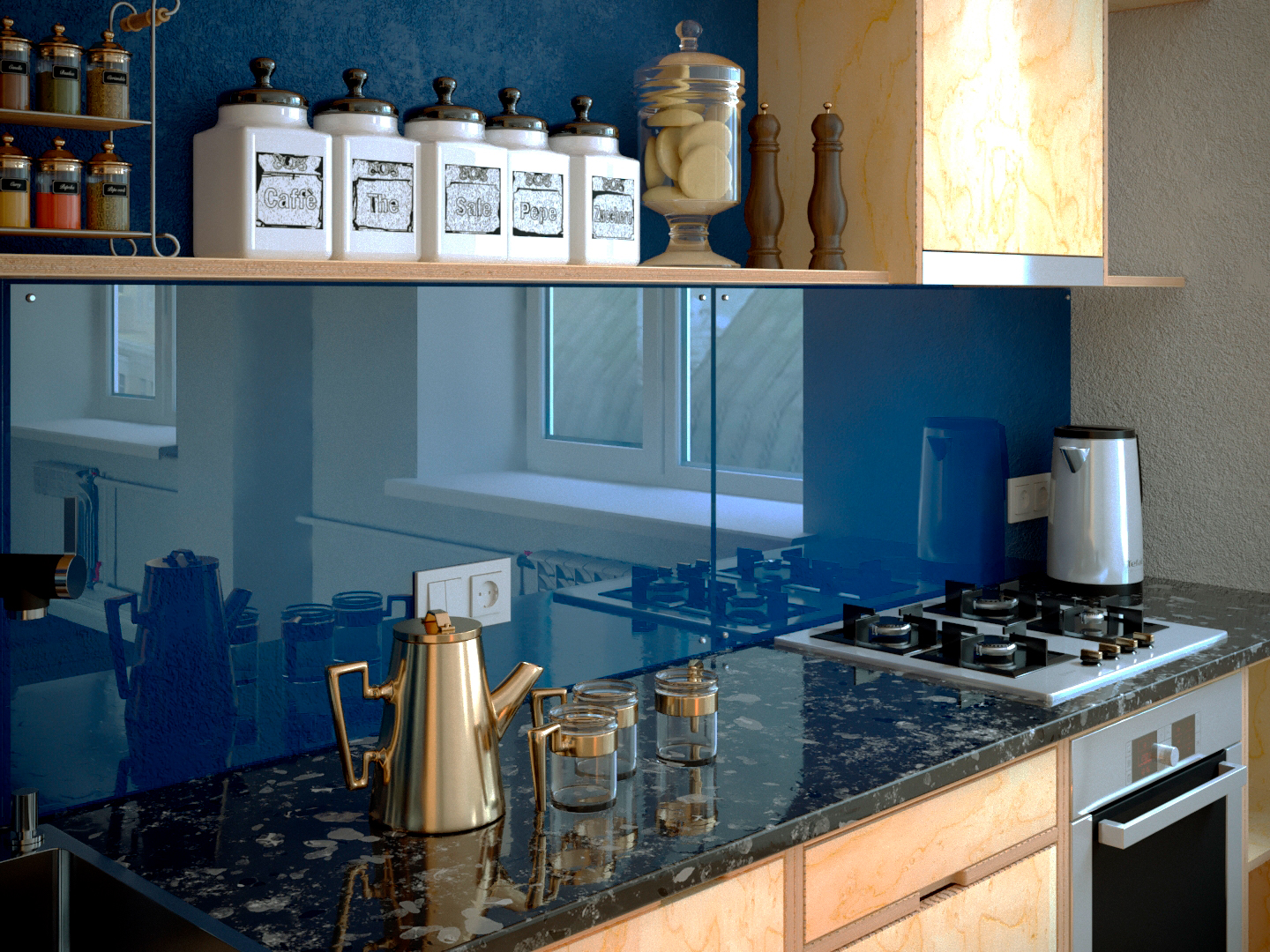 Кухня з фанери в 3d max corona render зображення