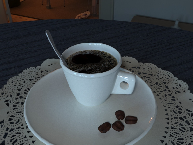 Espresso fincan ve fincan tabağı in 3d max corona render resim