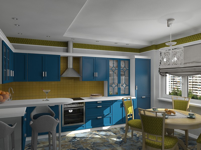 kitchen-dining room in 3d max vray image