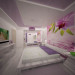 camera da letto viola in 3d max vray immagine
