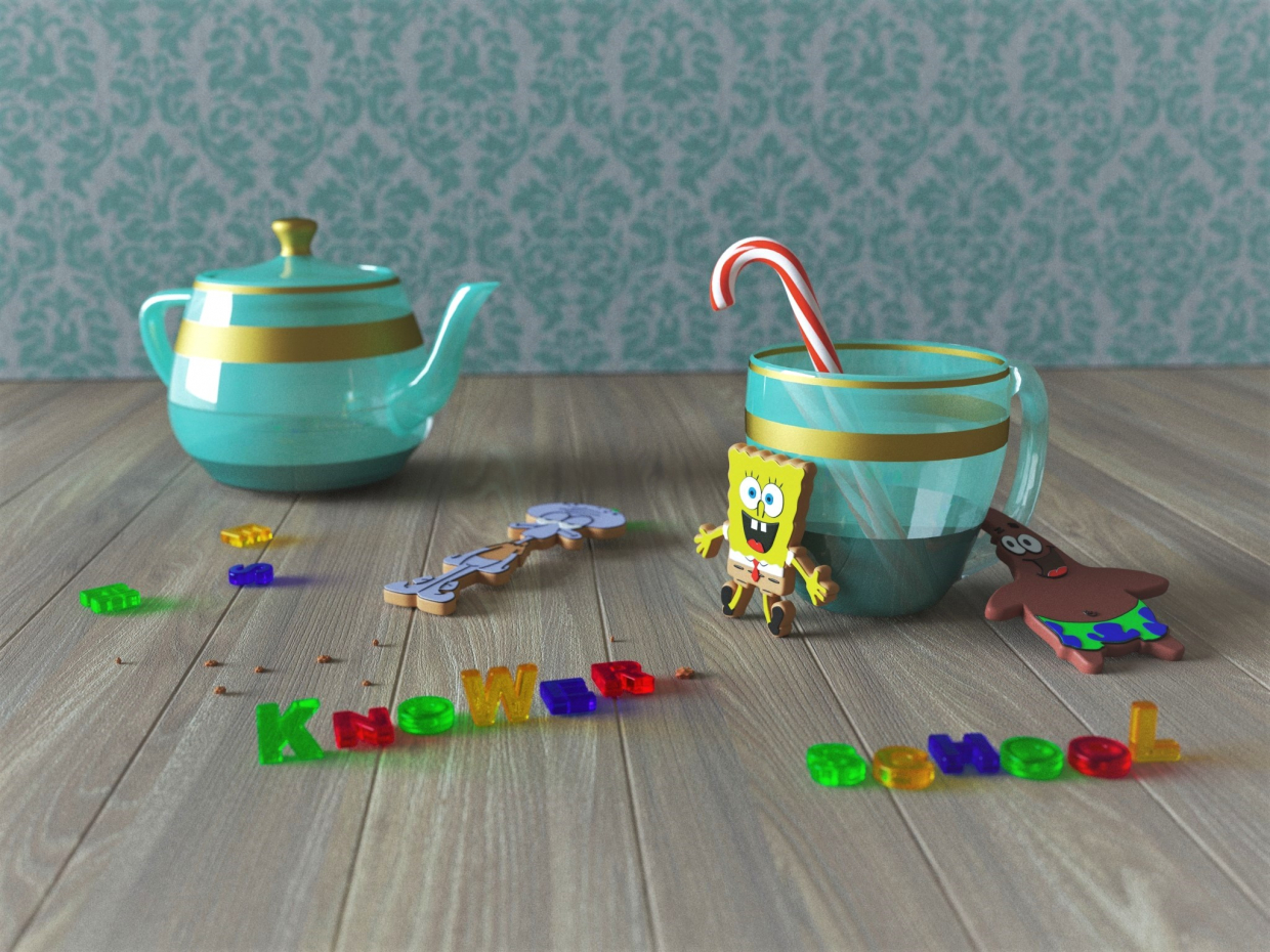 Чайный натюрморт в 3d max corona render изображение