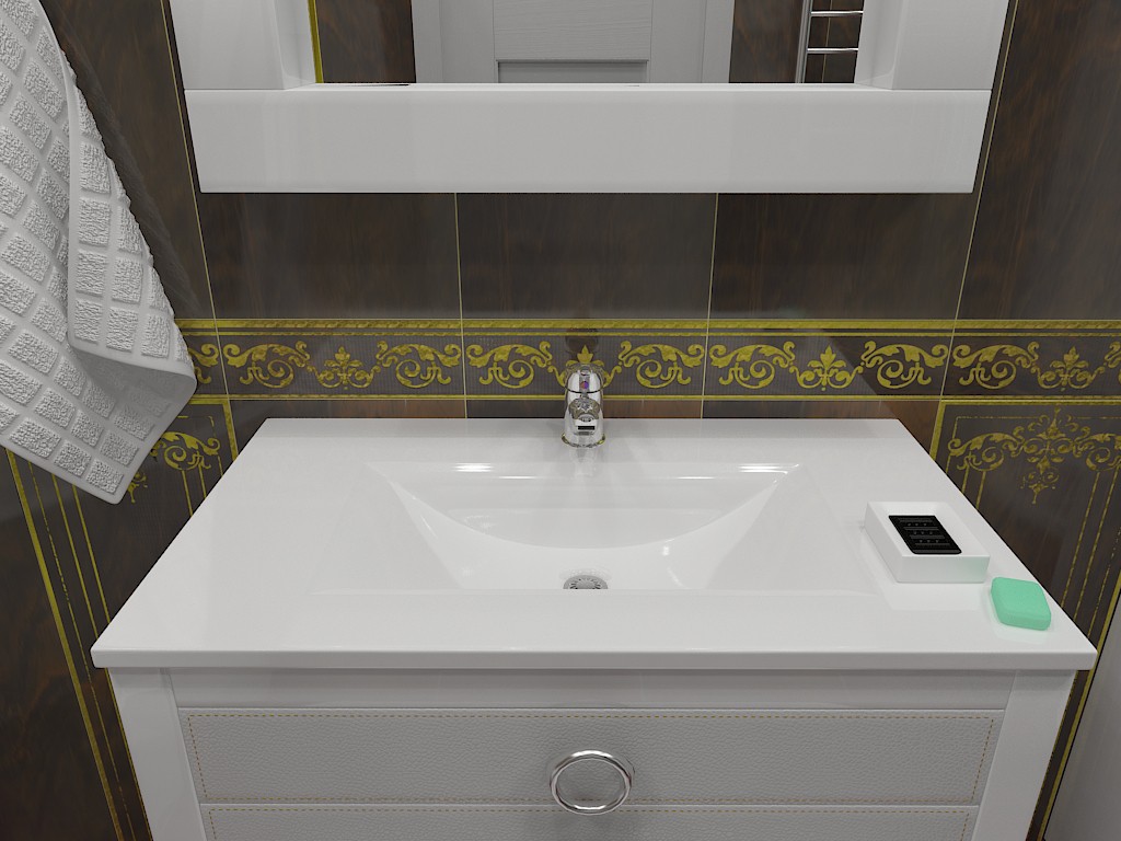 बाथरूम (सही प्रकाश) 3d max vray में प्रस्तुत छवि