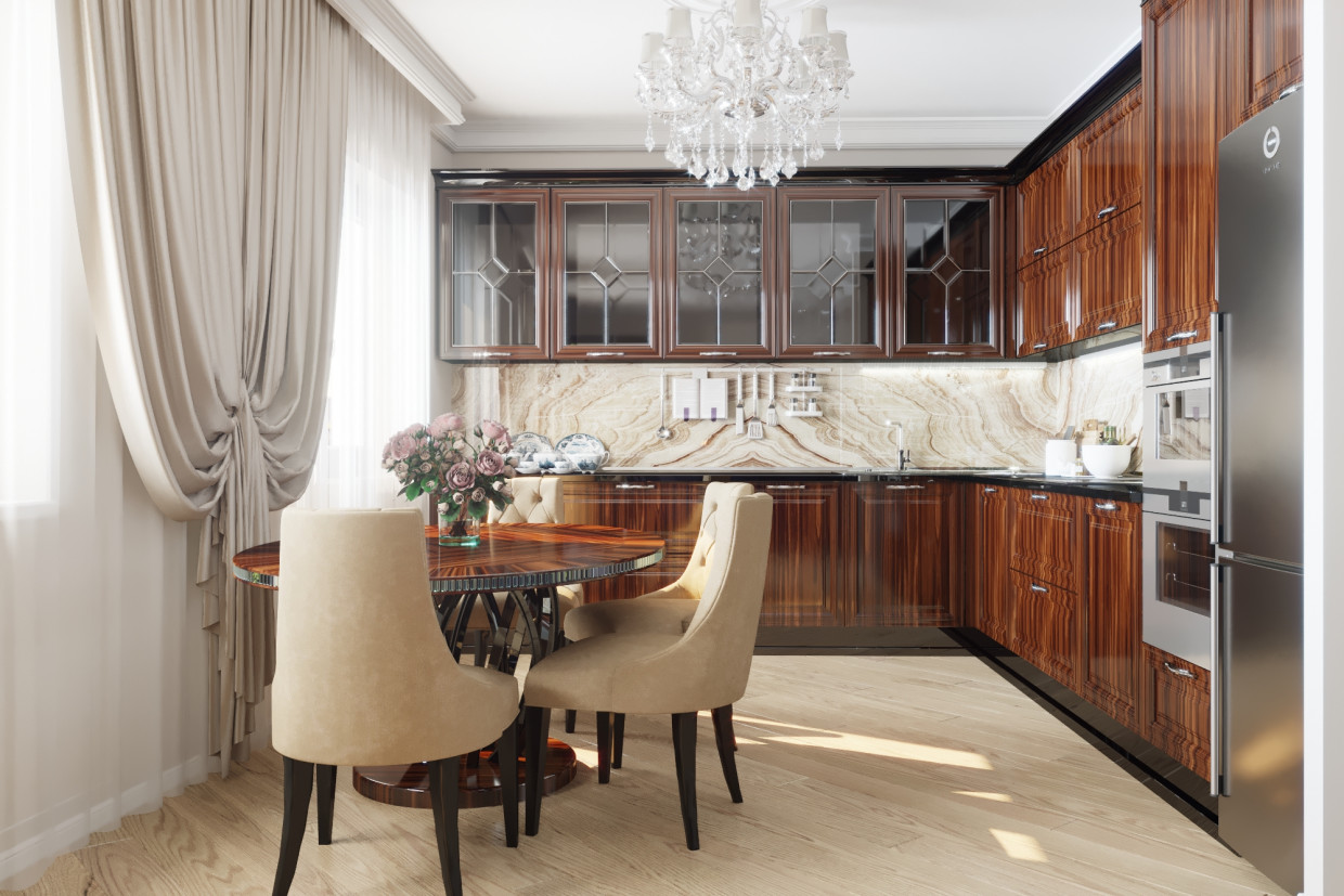 Projet de conception de cuisine-salon dans 3d max corona render image