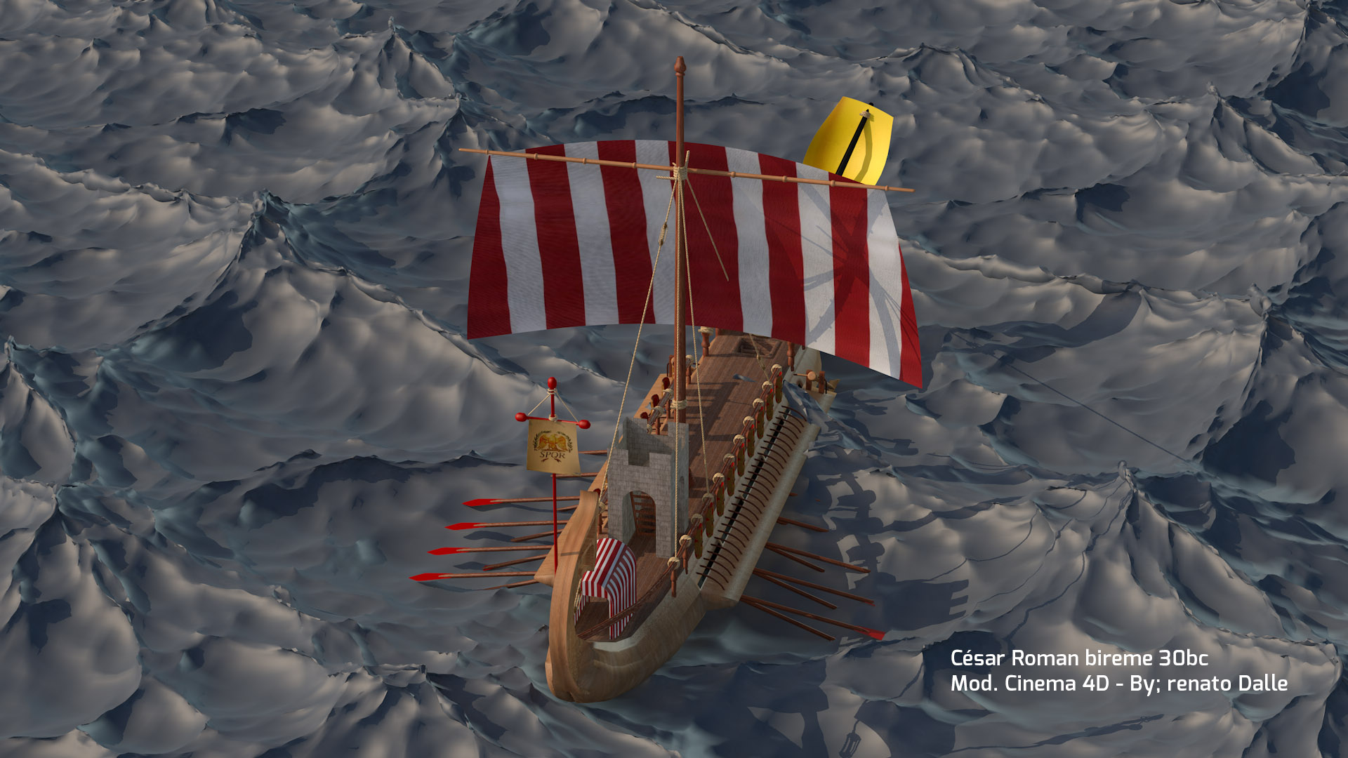 navire romain dans Cinema 4d maxwell render image