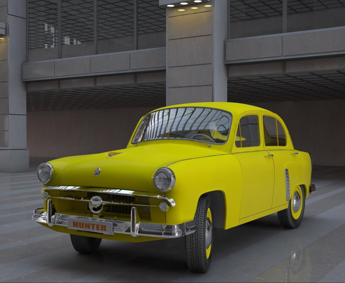 Yellow "Moskvich" in 3d max vray image