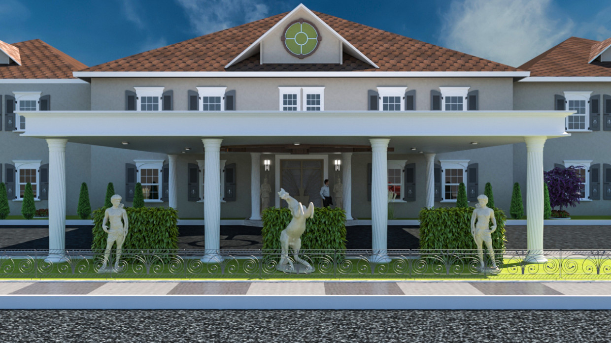 Front façade of a residence in 3d max vray 3.0 image