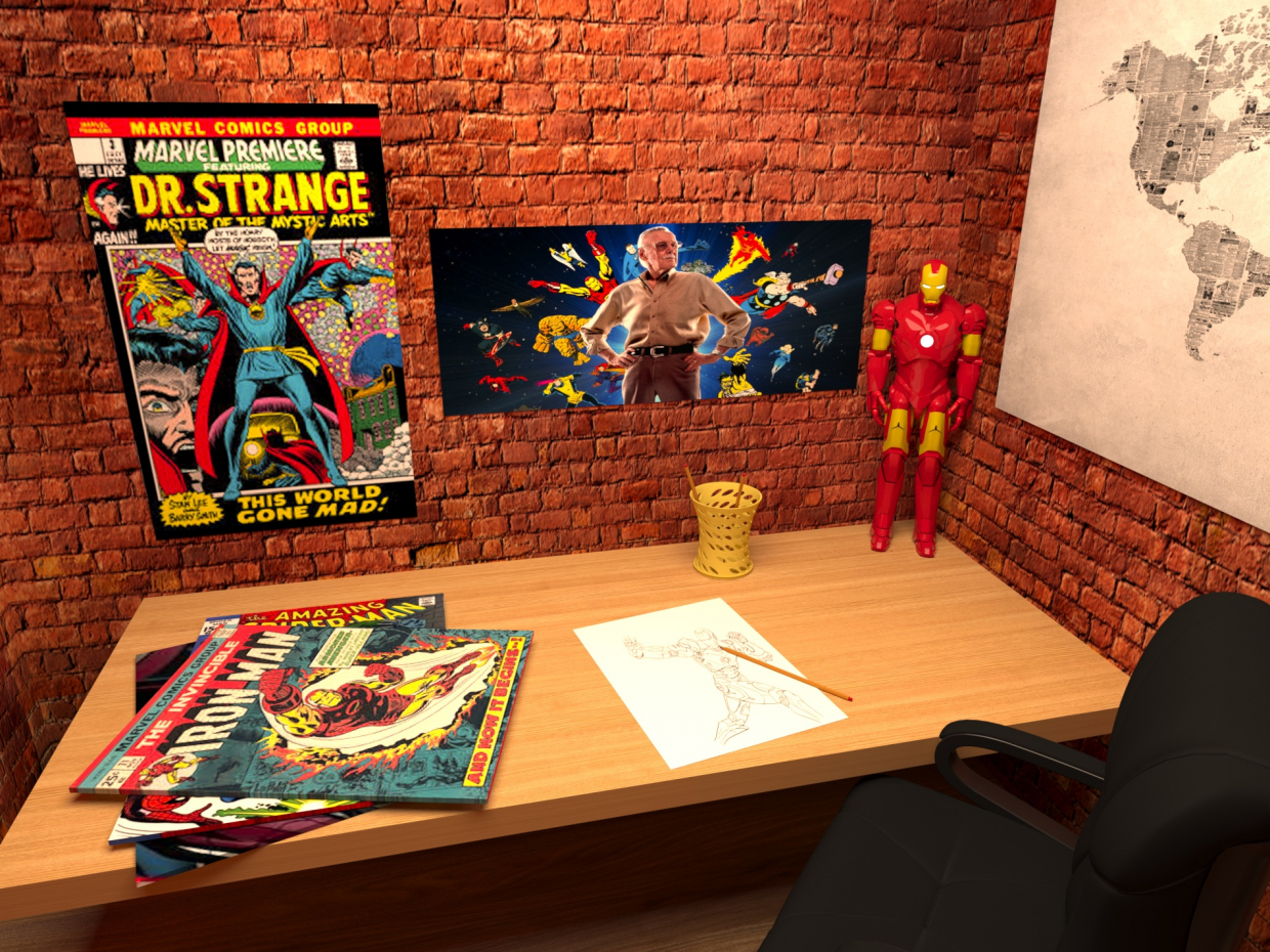 Комната фаната Marvel в 3d max corona render изображение