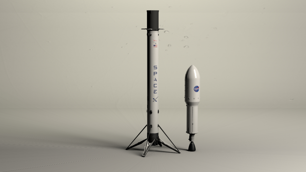 imagen de SpaceX Falcon9 en Cinema 4d Standard