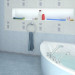 Blue bathroom in Maya vray image