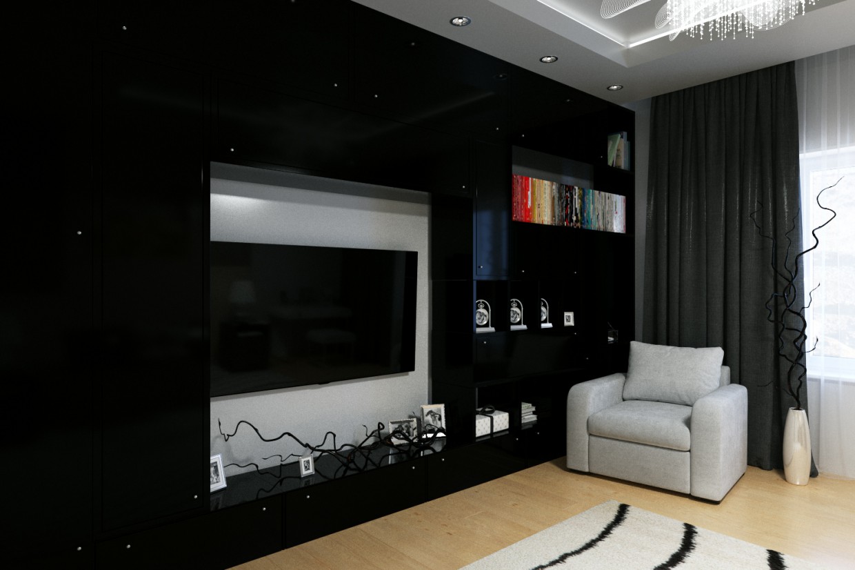 Bedroom in modern style in 3d max corona render image