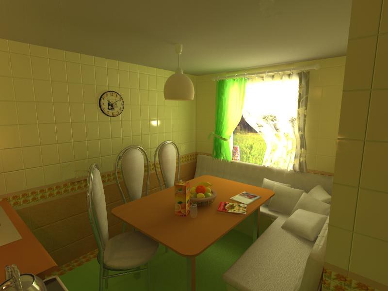 The kitchen in the country in 3d max vray image