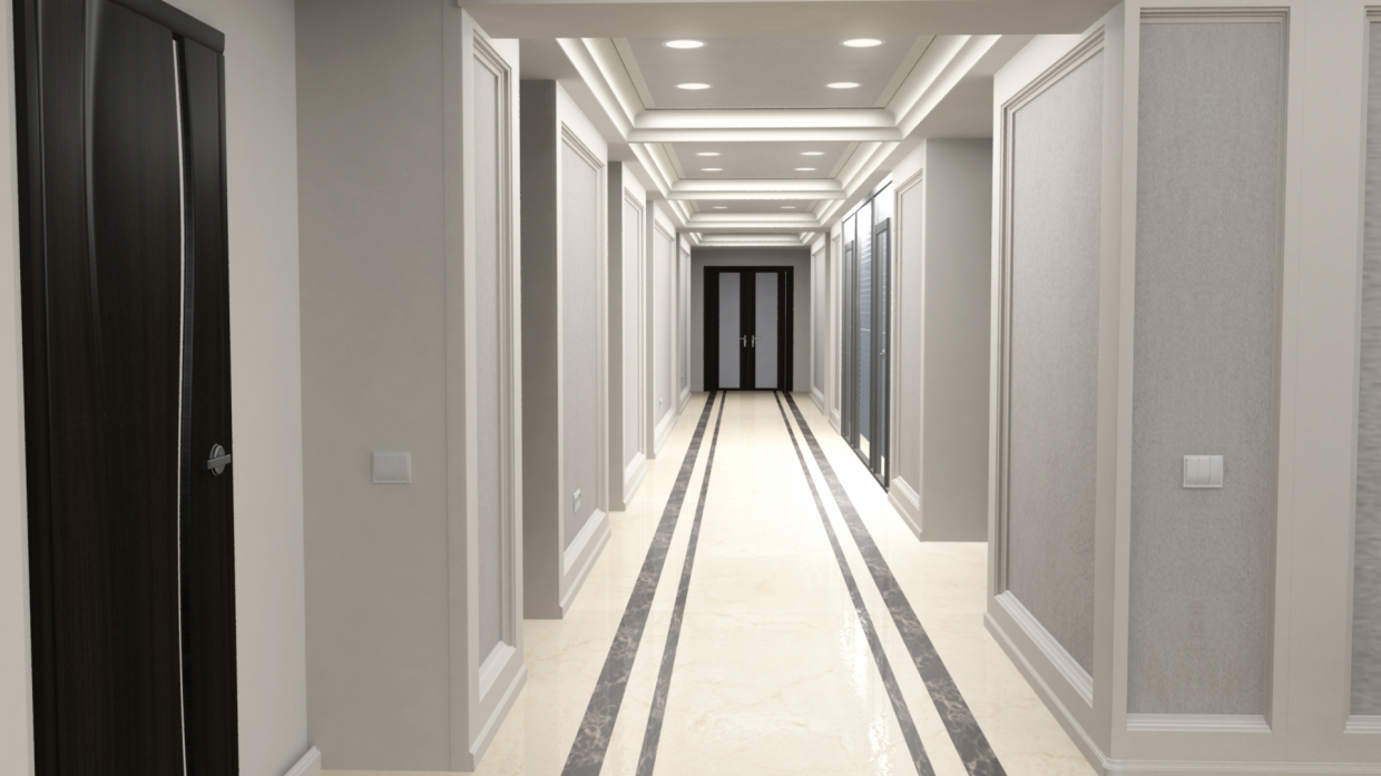 Hall corridor in Maya mental ray image