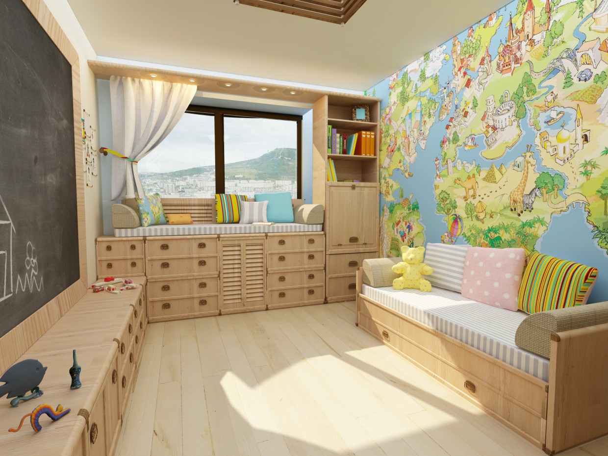 बच्चों के कमरे 3d max vray में प्रस्तुत छवि