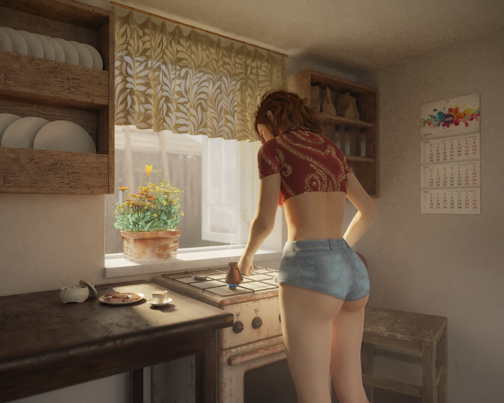 Lucy at the dacha in Blender cycles render image